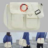 Canvas Messenger Bag Crossbody Paint Initial Series Large Tote