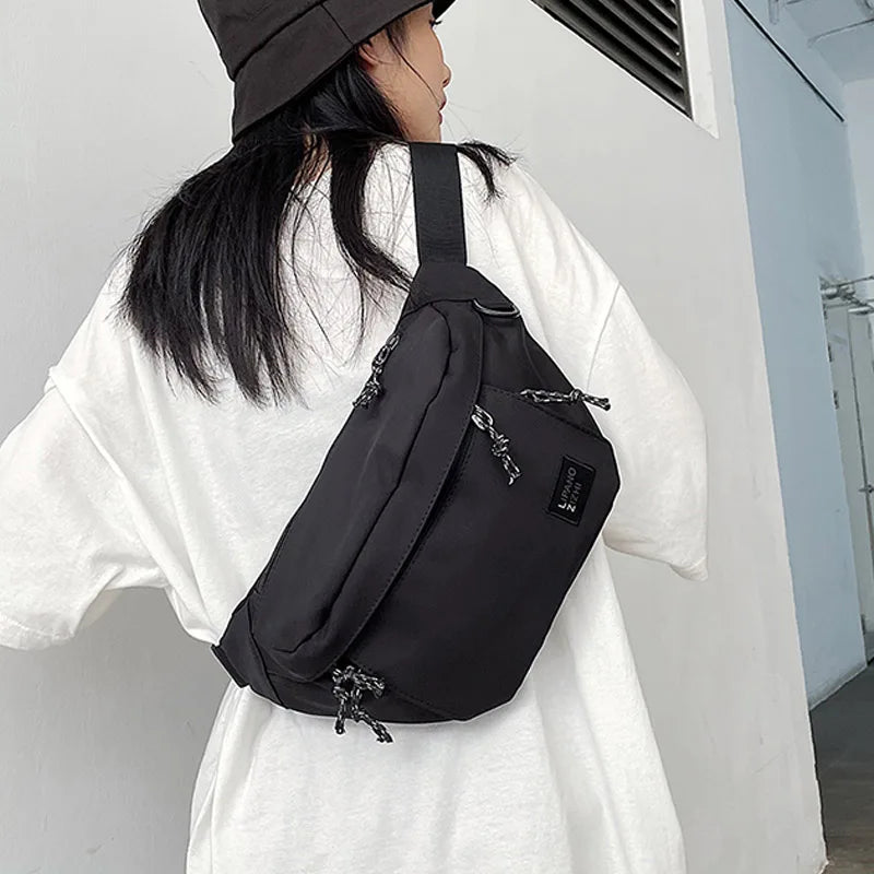 Unisex Nylon Waist Bags Street Hip Hop Belt Bag High Capacity Chest B