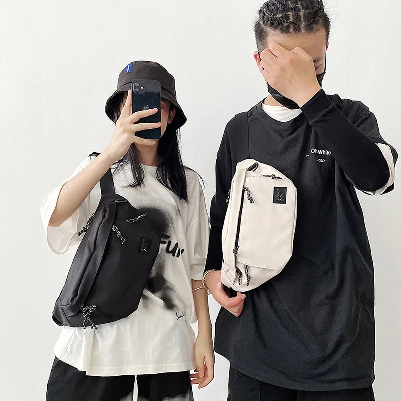 Unisex Nylon Waist Bags Street Hip Hop Belt Bag High Capacity Chest B