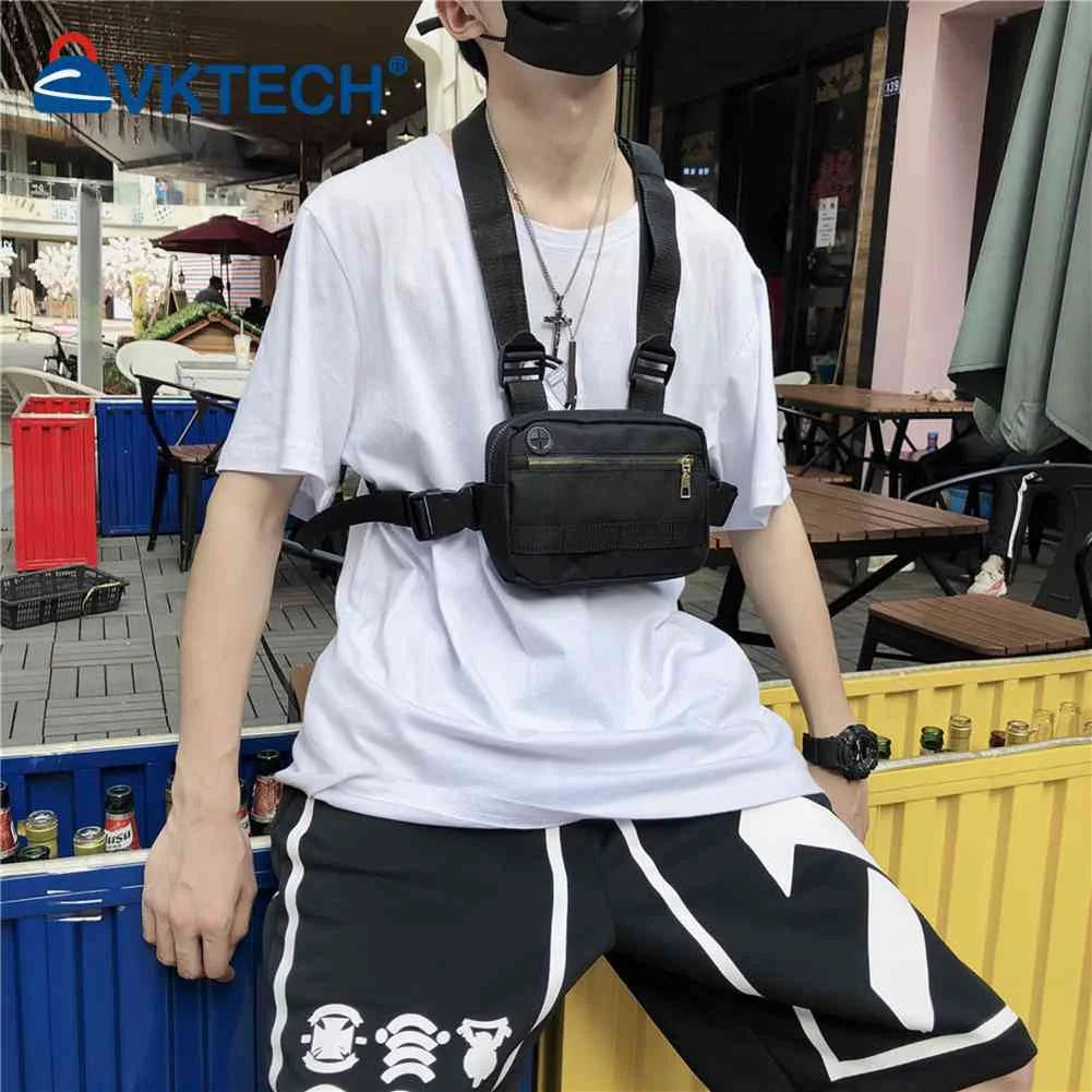 Unisex Streetwear Vest Chest Rig Bag Oxford Cloth Waistcoat Hip Hop Pouching Bag