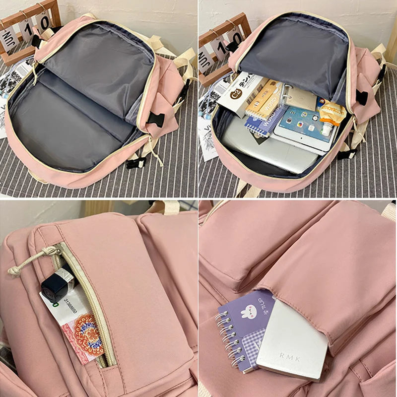Multi-function Canvas School Backpack College Laptop Bag
