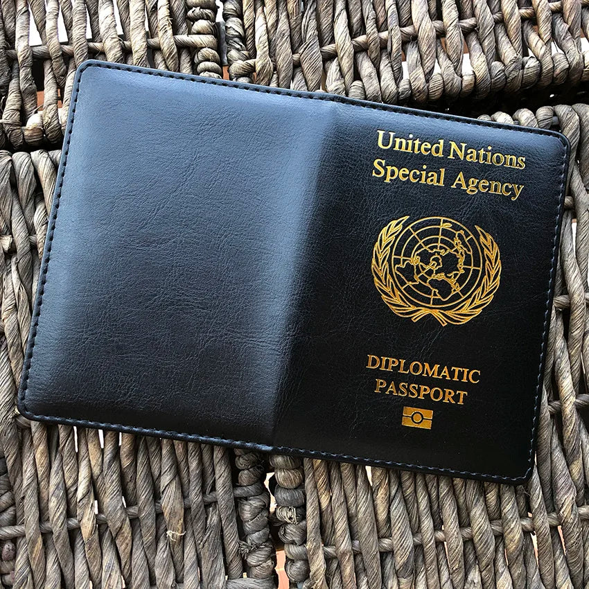UN Diplomatic Passport Cover, Blue Leather Holder