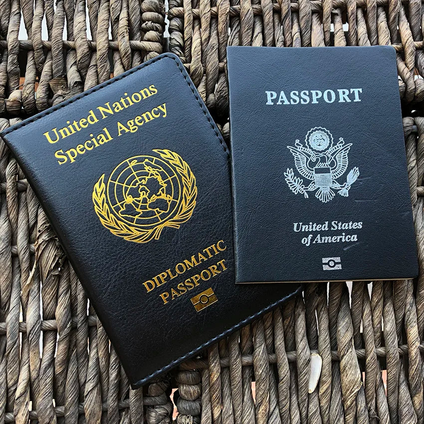 UN Diplomatic Passport Cover, Blue Leather Holder