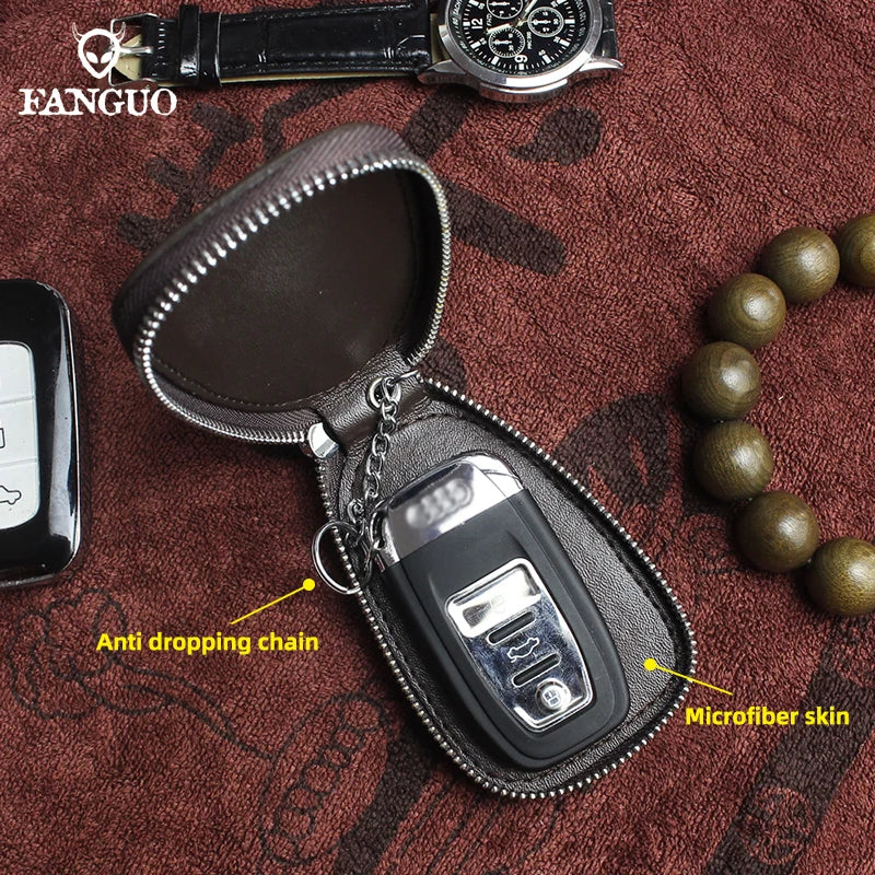 Leather Car Key Holder Bag Mini Key Housekeeper Wallets