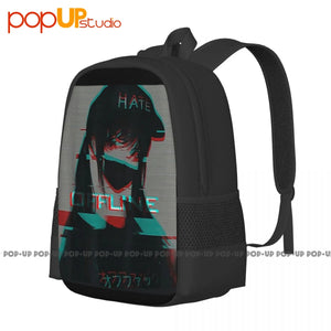 Vaporwave Anime Backpack Large Capacity with Shoe Bag