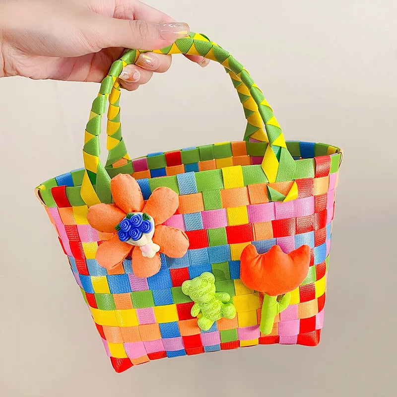 Tulip Flower Woven Handbag for Women
