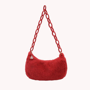 Vintage Acrylic Chain Plush Small Shoulder Bag