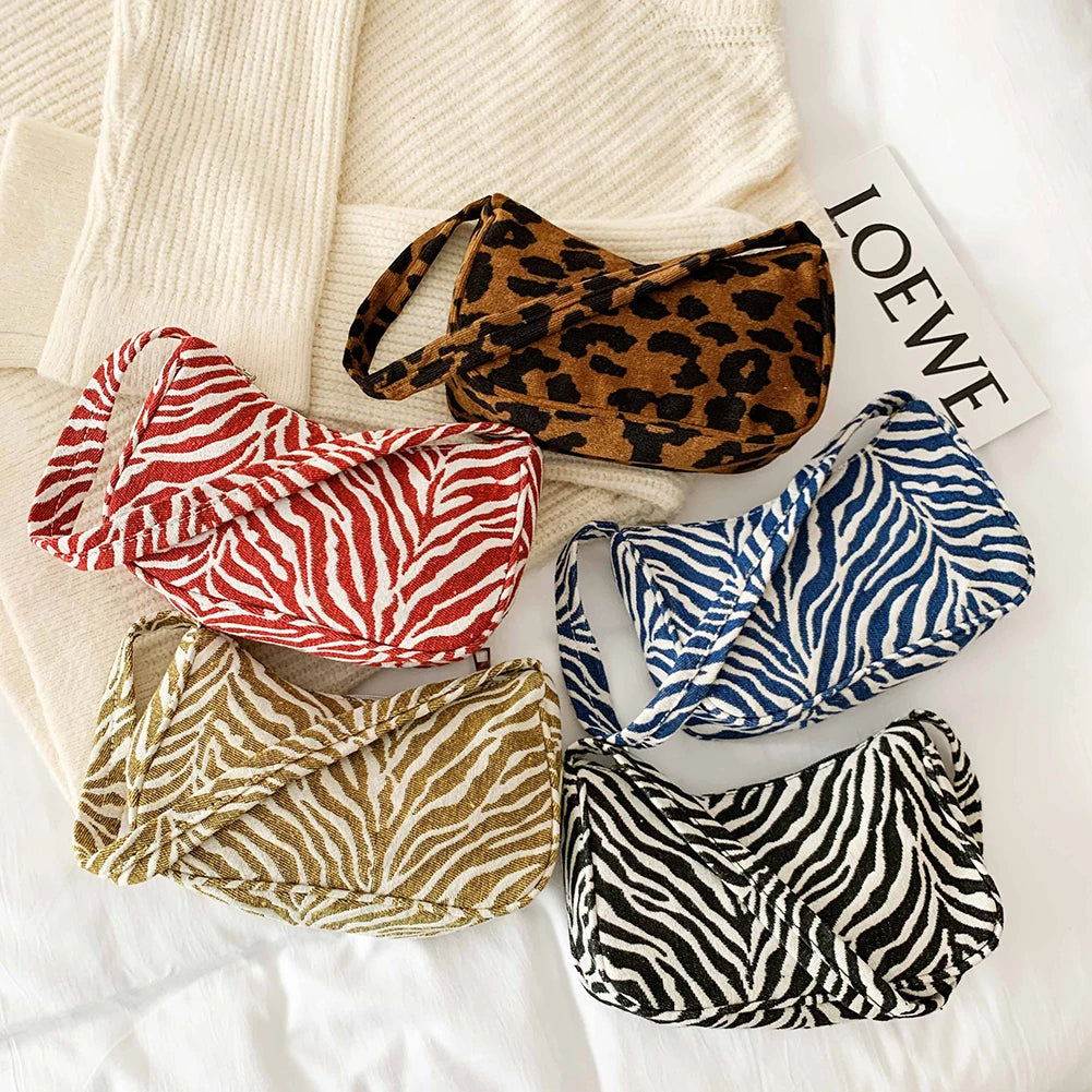 Vintage Animal Pattern Women Small Underarm Shoulder Bags Cloth Female Daily Cas