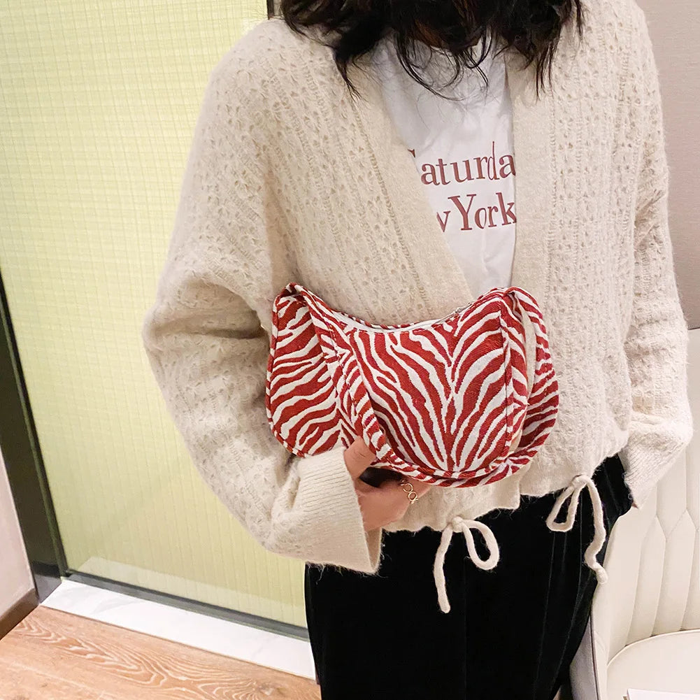 Vintage Animal Pattern Women Small Underarm Shoulder Bags Cloth Female Daily Cas