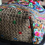 Vintage Yunnan Girls' Flower Embroidered Backpack Bag