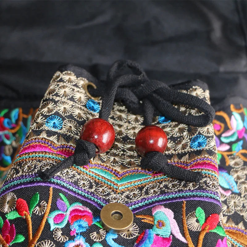 Vintage Yunnan Girls' Flower Embroidered Backpack Bag