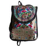 Vintage Yunnan Girls' Flower Embroidered Backpack Bag