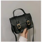 Vintage Brown Satchels Crossbody Bags Double Leather Buckle