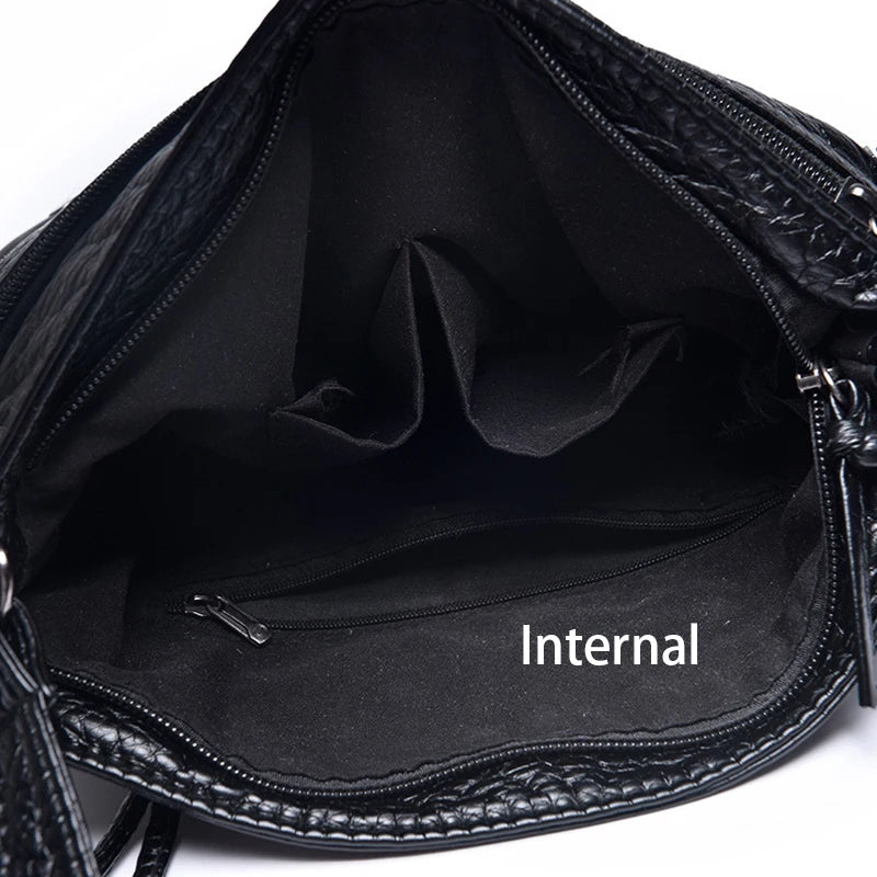Vintage Shoulder Bag Women Soft Washed PU Leather Crossbody Bag
