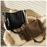 Vintage Bucket Handbags Soft PU Leather Shoulder Bags Large Capacity
