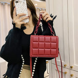 Vintage Checker Pattern Shoulder Bag Solid Shoulder Bag Casual Ladies Retro