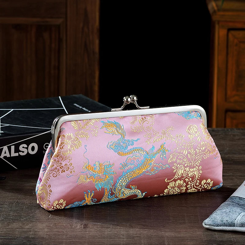 Vintage Chinese Women's Silk Evening Bag Purple Pink