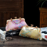 Vintage Chinese Women's Silk Evening Bag Purple Pink