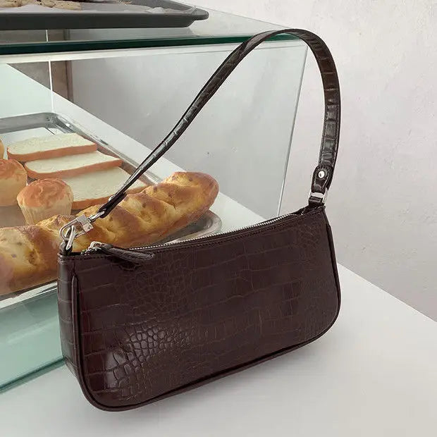 Vintage Crocodile Pattern Ladies Shoulder Bags Women Underarm Bag PU Leather