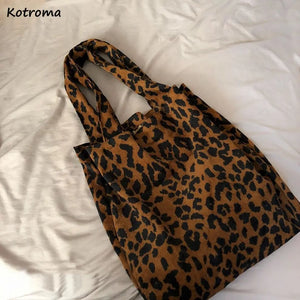 Vintage Corduroy Shoulder Bag Leopard Han