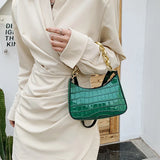 Vintage Crocodile Print Pu Shoulder Bag Woman Acrylic Chain Women's Handbag