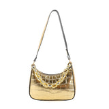 Vintage Crocodile Print Pu Shoulder Bag Woman Acrylic Chain Women's Handbag