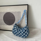 Vintage Denim Women Shoulder Bag with Acrylic Chain
