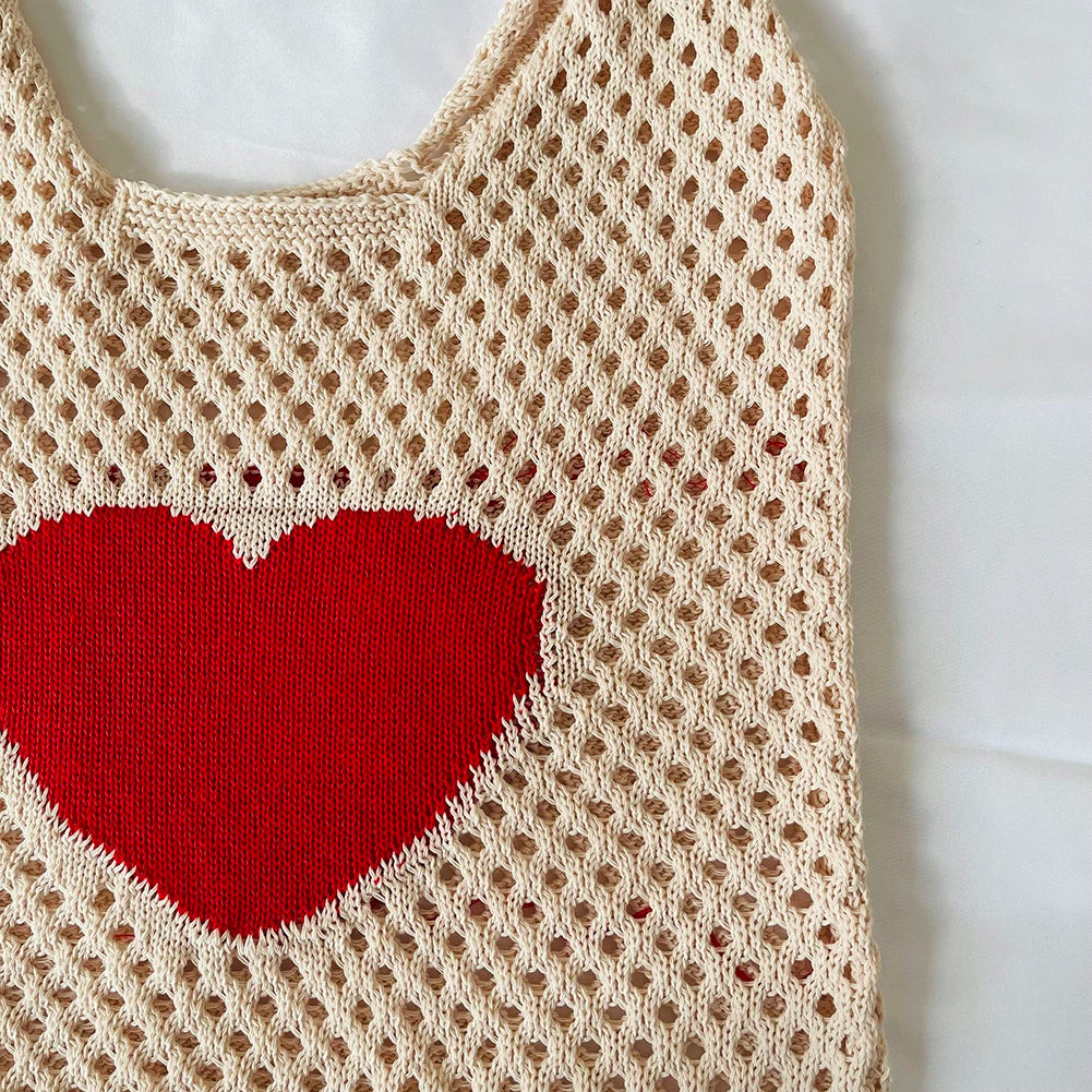 Vintage Female Knitted Mesh Shoulder Bag Handbag Ladies Beach Purse