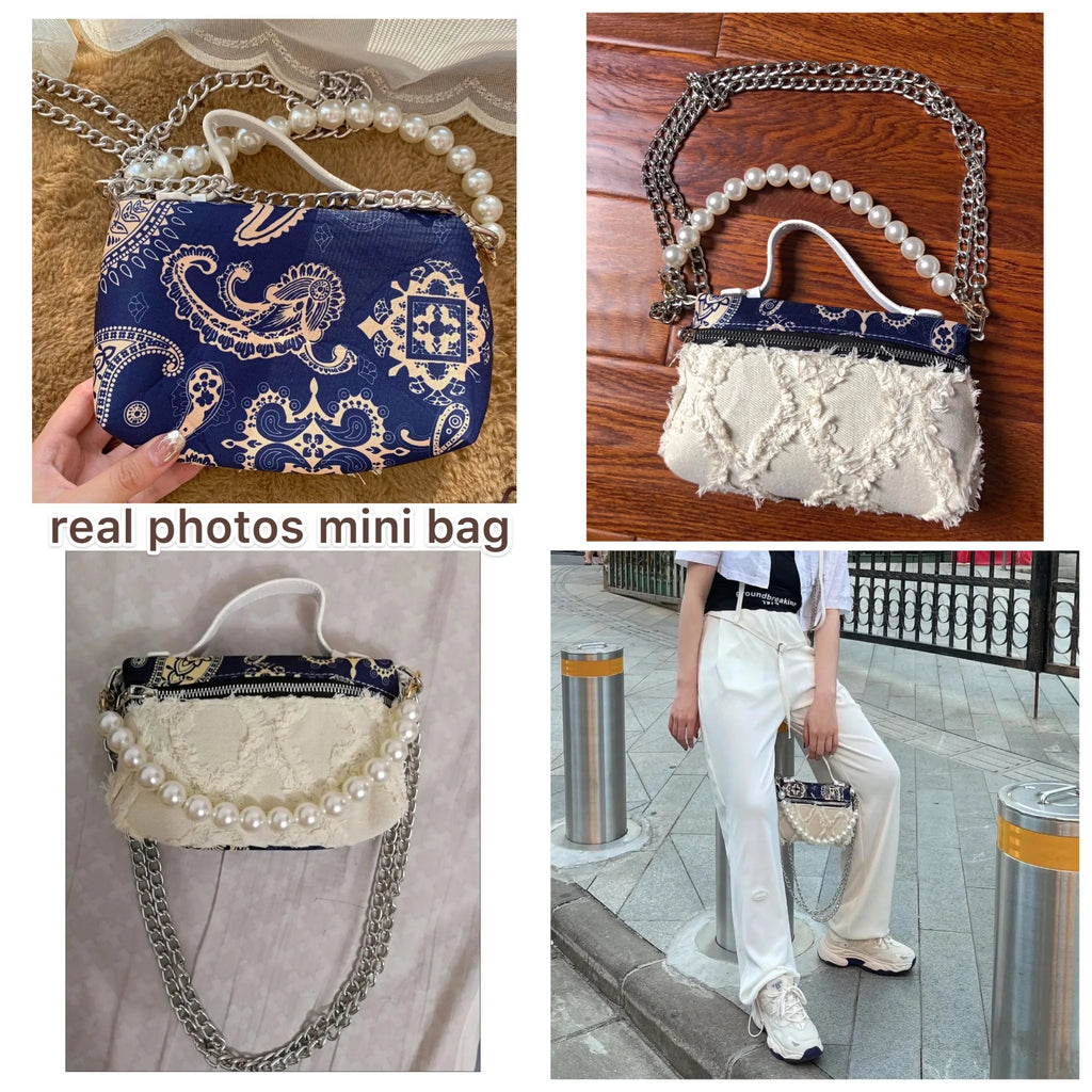 Vintage Flowers Mini Crossbody Bag for Women Retro Small Shoulder Purse