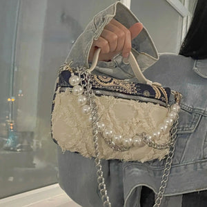 Vintage Flowers Mini Crossbody Bag for Women Retro Small Shoulder Purse