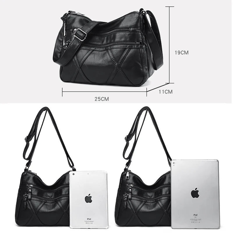 Vintage Soft PU Leather Women Shoulder Bag - Crossbody Bags