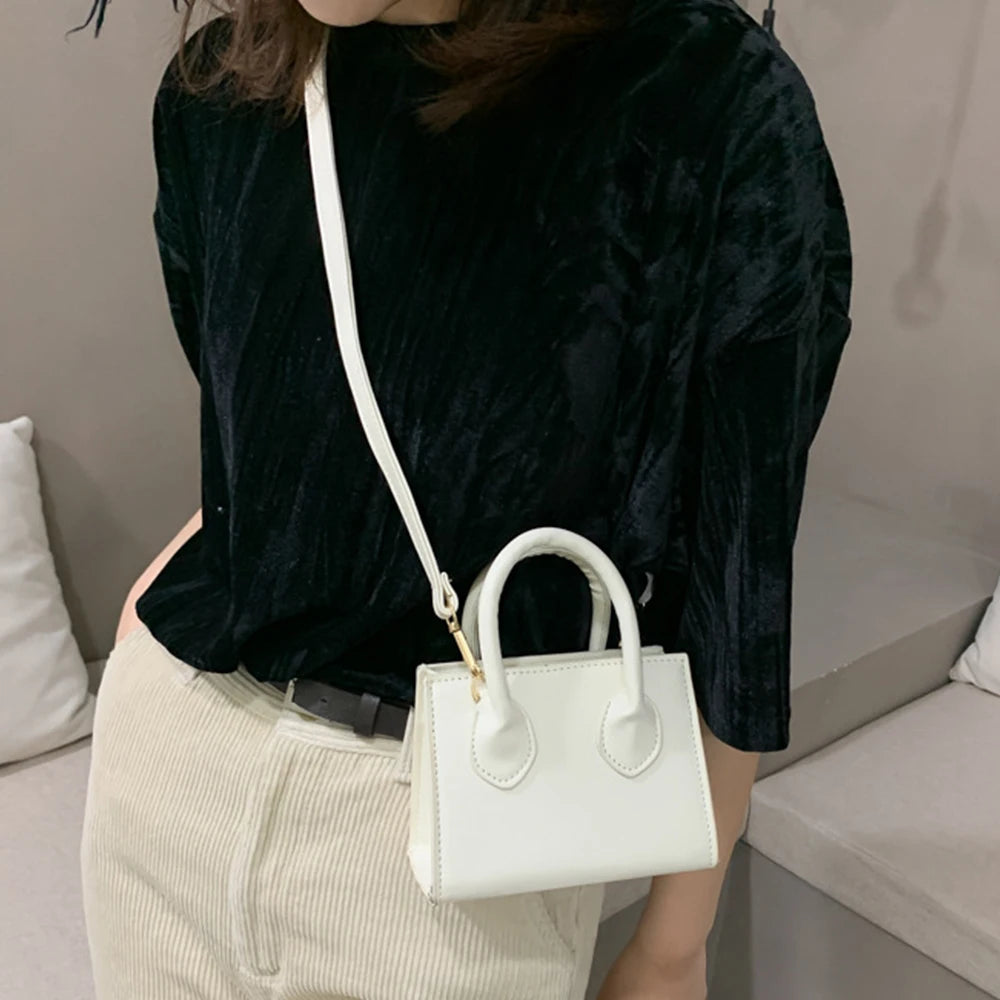 Vintage PU Leather Shoulder Bags Small Square Handbags