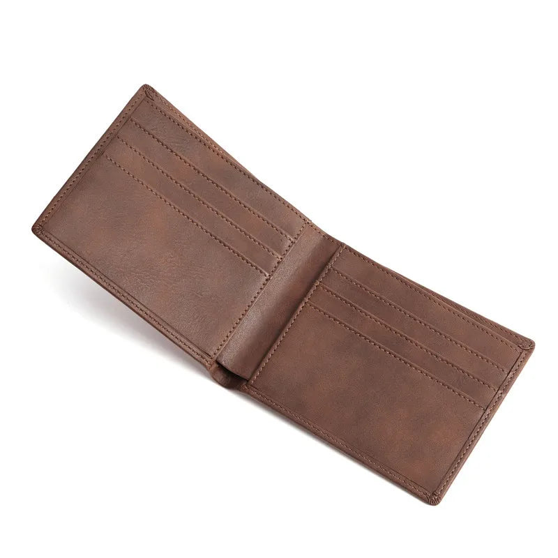 Vintage Leather Wallet Men Slim Bifold Short Purse Gift
