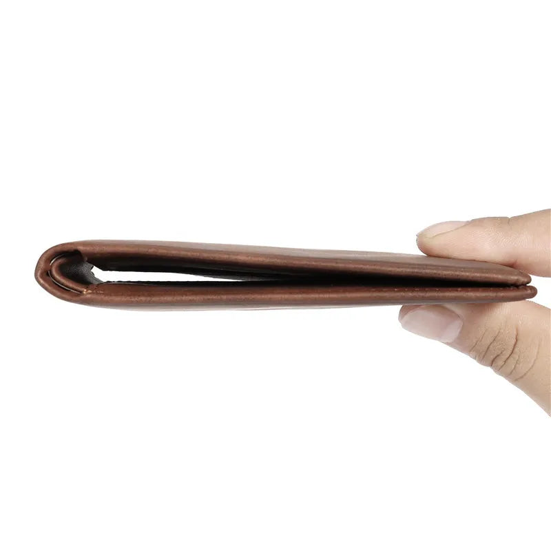 Vintage Leather Wallet Men Slim Bifold Short Purse Gift