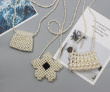 Vintage Mini Pearl Weaving Crossbody Bag with Butterfly Flap