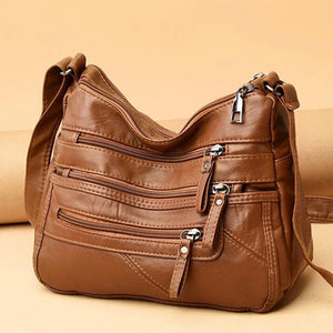 Vintage Multifunction Shoulder Bag Female PU Leather Crossbody Bag