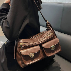 Vintage Leather Crossbody Bag for Ladies