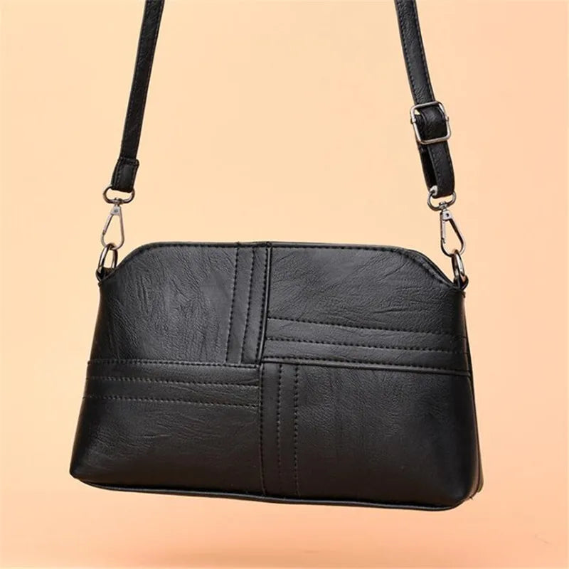 Vintage PU Leather Ladies Messenger Bags Small Splicing Handbag Shoulder Bag