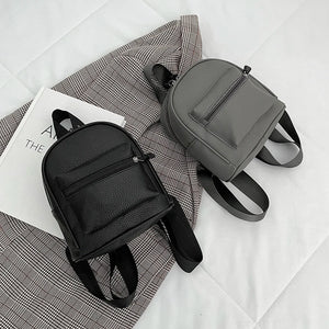 Vintage PU Leather Small Shoulder Bag Women Solid Knapsack