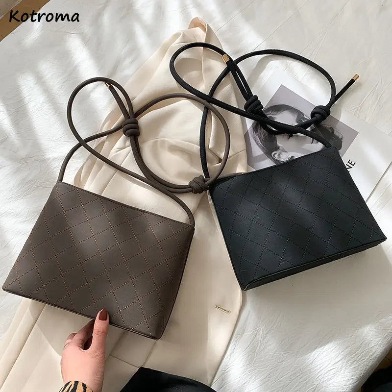 Vintage PU Leather Shoulder Bags Women Large Capacity Bucket Underarm Bag