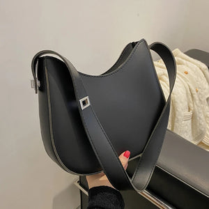 Vintage PU Leather Shoulder Half Moon Bag for Women
