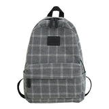 Vintage Plaid Canvas Backpack Adjustable Strap Rucksack