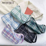 Vintage Plaid Print Shoulder Underarm Bag Women Small Half Moon Shoulder Pouch