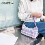 Vintage Plaid Print Shoulder Underarm Bag Women Small Half Moon Shoulder Pouch