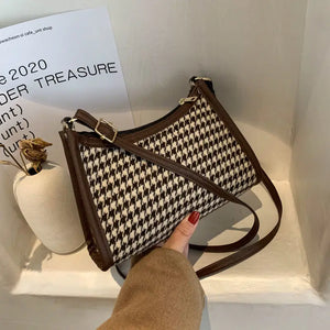 Vintage Plaid Shoulder Bag Messenger Bag for Women Camera Female Shoulder Bag