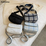 Vintage Plaid Women Shoulder Bag Cross Body Flap OL Daily Style