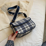 Vintage Plaid Women Shoulder Bag Cross Body Flap OL Daily Style