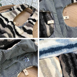 Vintage Plush Women's Shoulder Bag Sea Ink Pattern Faux Fur Handbag