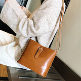 Small PU Leather Bucket Crossbody Shoulder Handbag