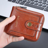 Vintage Men's Short Wallet Clutch Zipper Purse